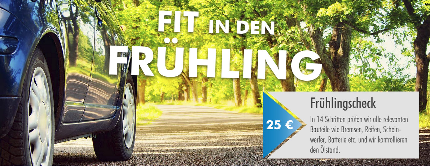 Werbegrafik für den Saison-Check Fit-in-den-Frühling für KFZ ab 25 Eur